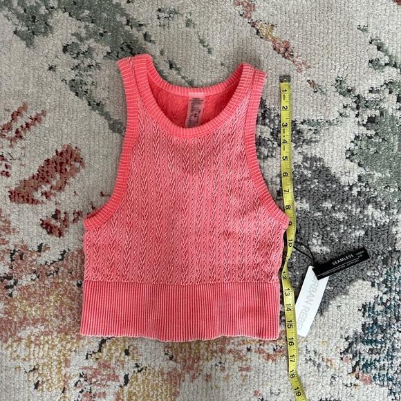 New Urban Rebel Textured Cropped Sweater Tank Top Retro Washed Coral Women’s Sm - Picture 8 of 10